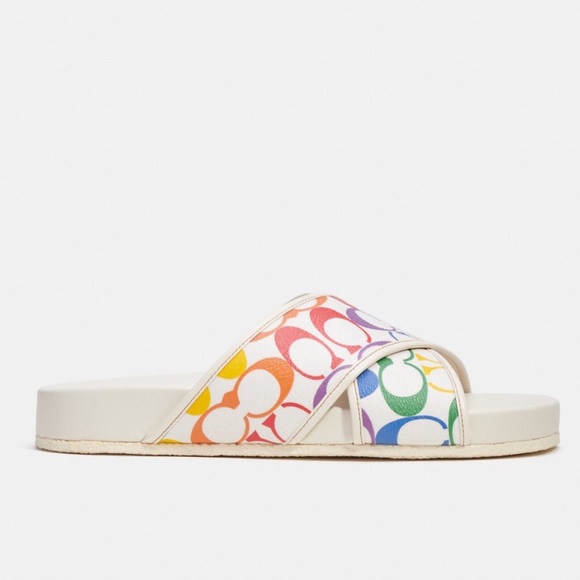 Coach Rainbow Signature Crossover Sandal CI899 New In Box limited edition - Picture 2 of 9